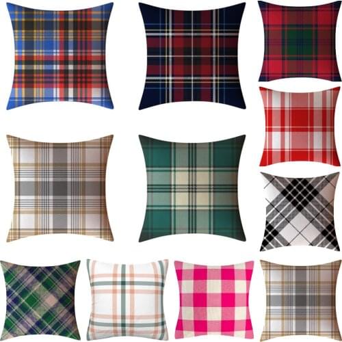 2020 Christmas Plaid Stripe Cushion Covers Nordic Geometric Pillows Case New Year Livingroom Couch Decorative 18" Pillows Cover