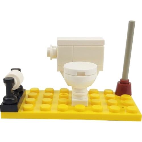 Closestool City Series Accessories DIY Birthday Kids Doll Bricks Building Toys Children MOC Figures Model City Series Closestool