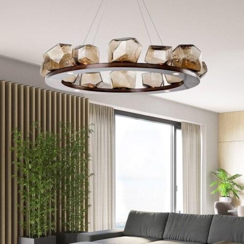 Modern Contracted Special-Shaped Glass Art Living Room Chandelier Nordic Fashion Bedroom Retro Danish Designers Lamp