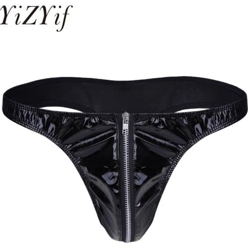 New Men Briefs Sexy Underwear Men Briefs with Front Zipper Patent Leather Male Underpants Male Bulge Pouch Bikini Gay Underwear