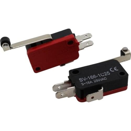 High Temperature Red Long Handle pulley Limit Switch 3 Pins Contact Electric Button Micro Switch V-156-1C25 16A 250V 20pcs