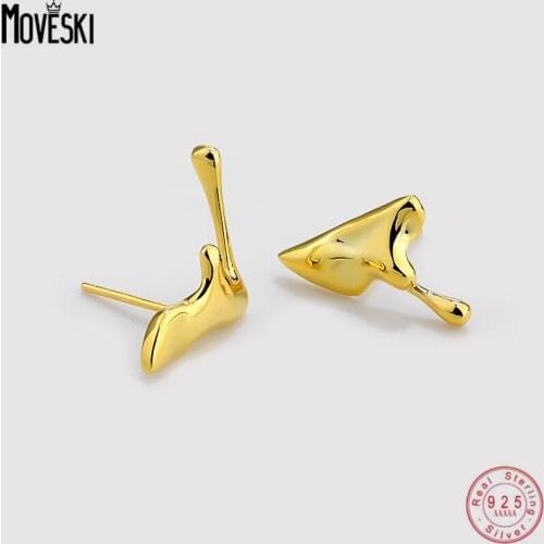 MOVESKI 925 Sterling Silver Retro Temperament Irregular Lava Droplets Earrings Women Wedding Party Jewelry Gift