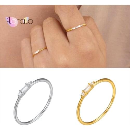 Plated 24K Gold/925 Silver Geometry Crystal Rings for Women Engagement Wedding Rings Minimalist Finger Rings Jewelry