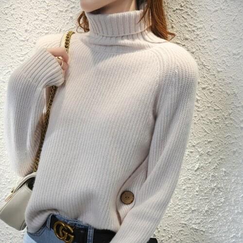 LHZSYY2020 Autumn Winter New 100%Wool Sweater Women High Neck Thick Knit Pullover Korean Large Size Warm Wild Cashmere sweater