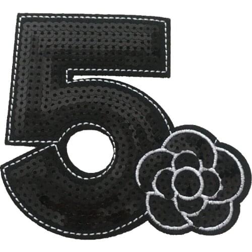 2pcs Iron-On Patches Clothes DIY 5 With Flower Sequined Patches For Clothing