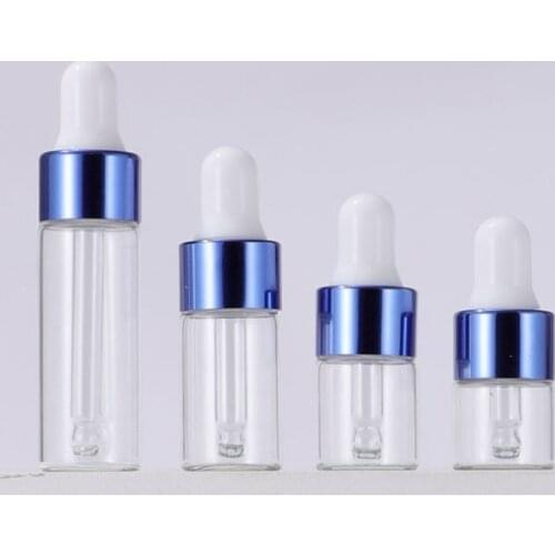 100Pcs 1/2/3/5 ML Clear Glass Essential Oil Aromatherapy Dropper Bottles Rose Gold Cap Reagent Drop Eye Liquid Pipette Bottle