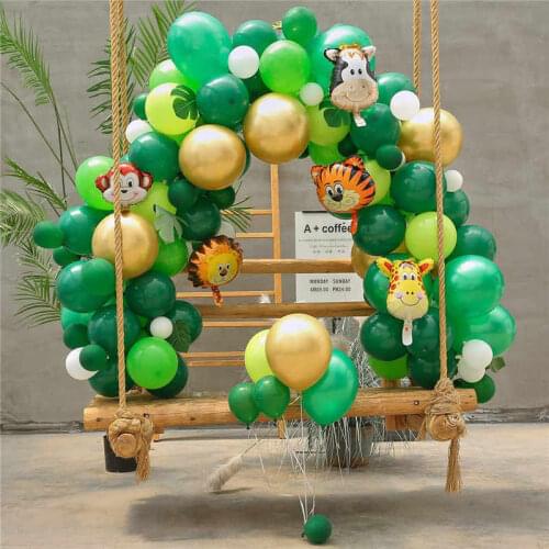 118pcs/set Metal Gold Animal Balloons Garland Arch Kit Jungle Safari Party Supplies Palm Leaf Kids Birthday Party MY 1st Decor