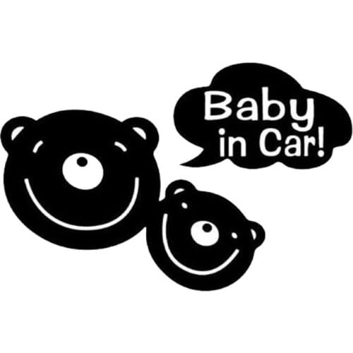 14*9.2CM Cartoon Car Stickers Vinyl Two Bears Baby In Car Decal Rear Windshield Car Styling Decoration