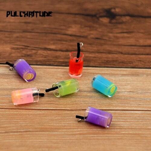 8Pcs 9 color 18*11mm Lemon Fruit Tea Cup Pendants Box Resin Figurine Charms For DIY Jewelry Craft Earring Keychain Accessories