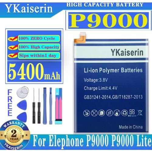 For Elephone P9000 Battery 100% Original YKaiserin 5400mah Replacement Back-up Battery for Elephone P9000 Lite Smartphone