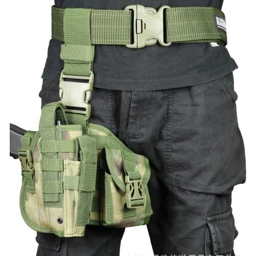 Army Tactical Universal Adjustable Hunting Pistol Molle Drop Leg Stickers Design Nylon Platform Panel W/Pistol Holster Bag Pou