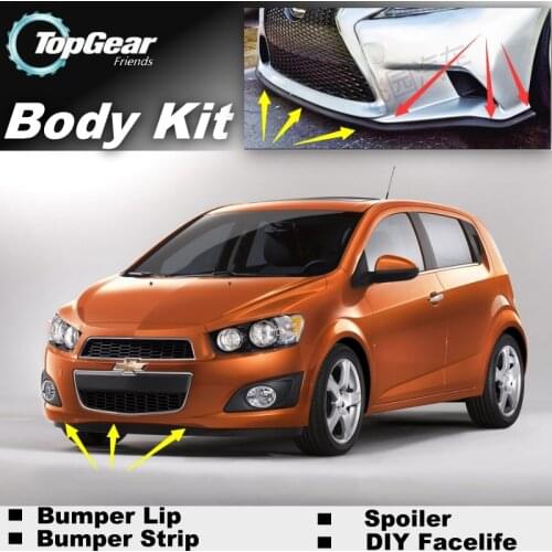 Bumper Lip Lips For Chevrolet Sonic 2011~2020 / Top Gear Shop Spoiler For Car Tuning / TOPGEAR Body Kit + Strip