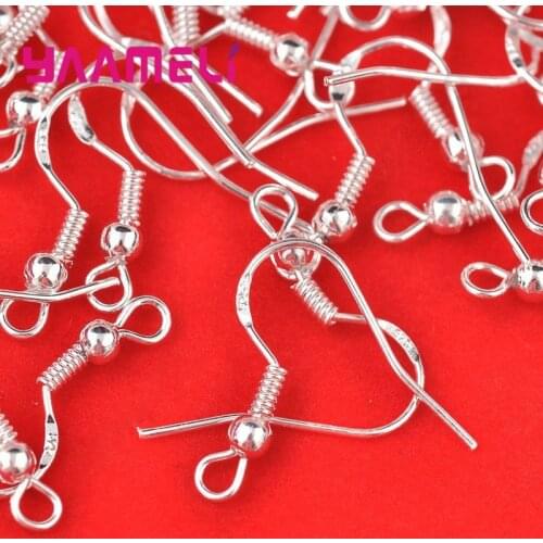 Shining Earring Making 200PCS Wholesale 18mm 925 Sterling Silver Earring French Hooks Beaded Ball Jewelry Accessory Findings