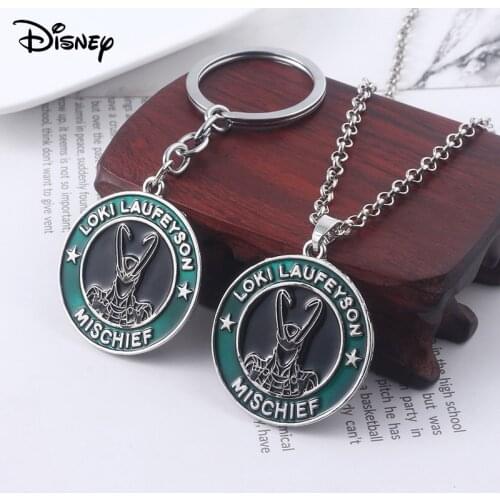 Disney Keychains Marvel Loki Thor Necklace Key Ring The Avengers Loki Helmet Keychain Pendant Anime Action Figure Toys