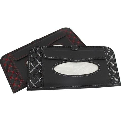 Two Colors CD Holder Car Sun Visor CD DVD Disk Card Case with Tissue Box Multifunctional Storage Holder Clip Bag