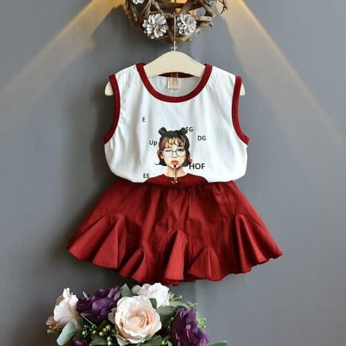 Girls Clothing Set 2020 New Summer Casual Kids Clothes for Girl White Vest Skirt 2pcs Children Suits Baby Toddler Outfits