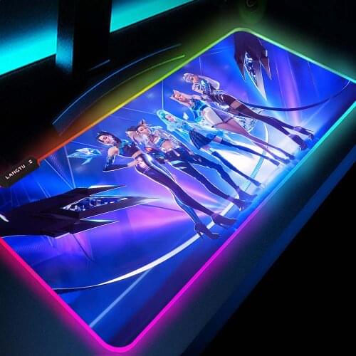 KDA Mouse Pad Rgb Led Seraphine Akali Kayn League of Legends Ashe Leona Nami Neeko Katarina Figure Lol Mousepad Gaming Gloway