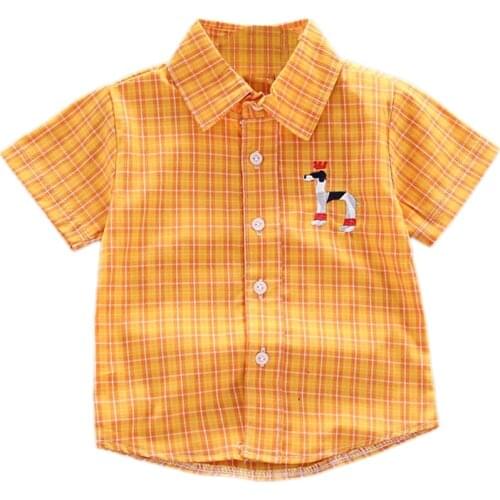 Summer Baby Boys Short Sleeve Plaid Floral Print Shirts Kids Tops Tees Shirts Casual Blouse Shein Kids Clothes Boys Shirts