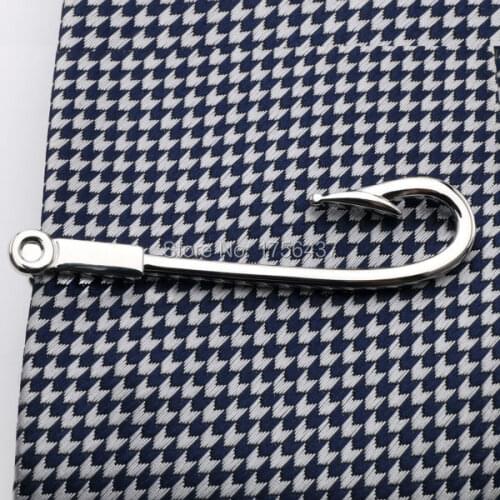 2016 Hot Sale High Quality Silver Plated hook Tie Bar for Mens Suit Clasp Clip Business Wedding Fashion Man Jewelry Accessories