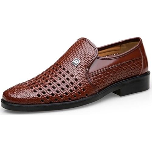 Spring Men Loafers Leather Men Shoes Summer Hollow Breathable Oxfords Man Casual Shoes Slip On Formal Dress Shoes For Man