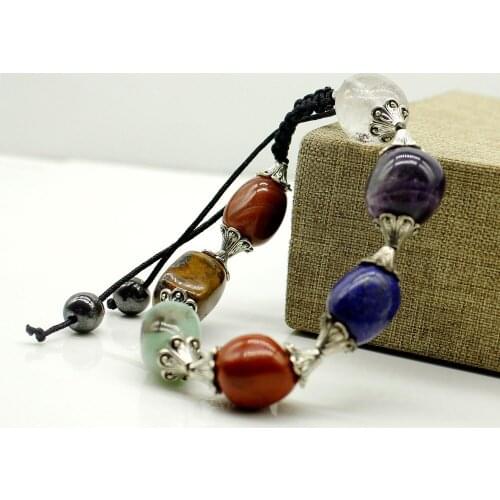 Fashion 7 Color Chakra Natural Stone Bracelet Irregulari Beads Energy Bangle Color Beads Bracelet Rope Chain Charm Bracelets