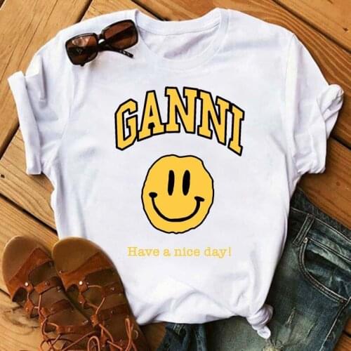 Fashion Smiley Face Printed T Shirts Women Summer Casual Short Sleeve T-shirts Tees Harajuku 90s Kawaii Female Tee Shirts