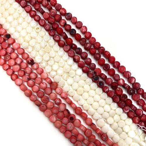 Handmade Disc-shaped Natural Bulk Jewelry Natural Coral Beads Fashion Necklace Lady Charm Bracelet DIY Pendant Accessories