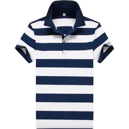 New Summer Striped Mens Polo Shirt Large Size M-4XL Short Sleeve Cotton Sportswear Camisas De Polo Contrast Color Polo Homme