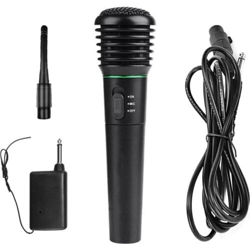 Wired Wireless 2 In 1 Handheld Microphone Microphone Mic Receiver System Omnidirectional for PC Desktop Handheld Audio