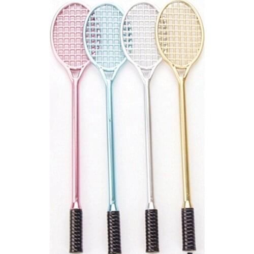 1 Pcs Korean Stationery Cute Badminton Racket Pen Advertising Creative Bent School Office Gel Pens Gift