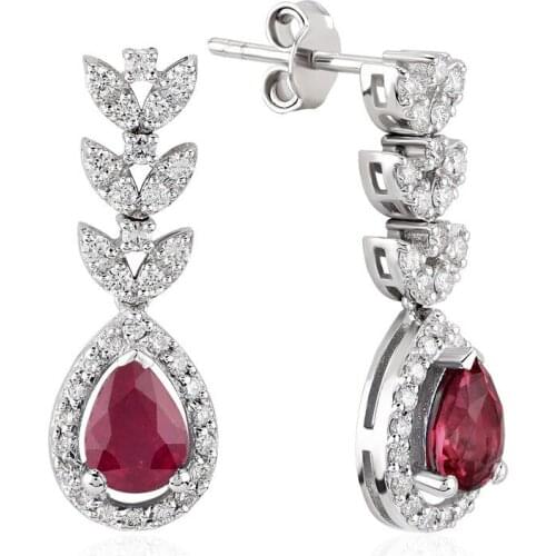 Symbol Gold 2.63 Carat Diamond Ruby Earring Piece Jewelry Rope Chain Charm Earring Jacket Bead Figure For Women