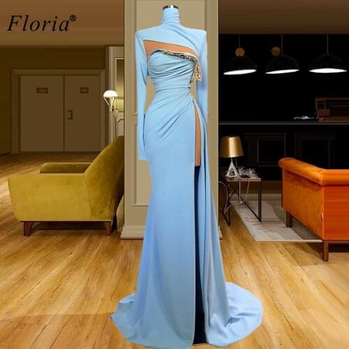 Dubai Muslim Celebrity Dresses Elegant Long Sleeves Evening Dresses Mermaid Sexy Red Capet Dresses Party Abiti Da Cerimonia