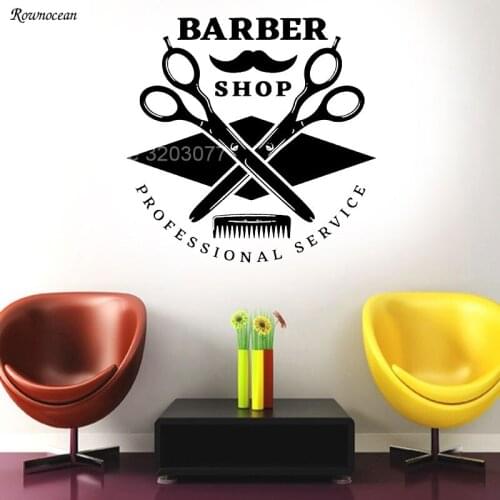 Vinyl Decal Barber Shop Professional Service Hair Decor Wall Stickers Decor For Mens Hairdressing Living Room Poster DIY BA13