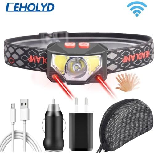 XP-G Q5 High Quality Sensor Led Headlamp Built in Battery Head Lamp Headlight Bulbs Lights Running Waterproof White Red Color