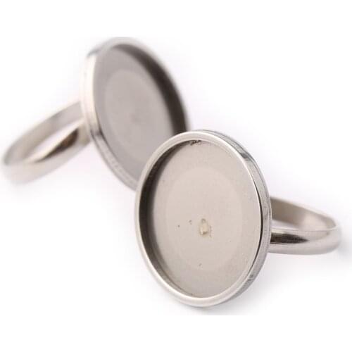 5pcs 20mm cabochon ring base adjustable stainless steel diy bezel blanks for jewelry making accessories