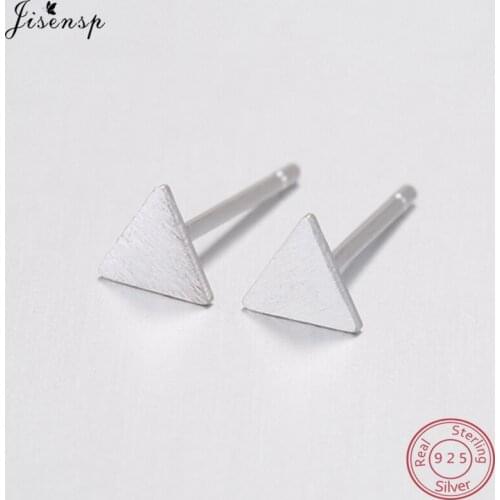 Jisensp Boho 925 Sterling Silver Triangle Stud Earrings Simple Pyramid Geometric Earrings Minimalist Earing Female pendientes