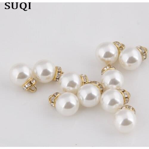 10PCS ABS Imitation pearls bead Rhinestone pendant Buttons gold Round clothes dress Decorative jewelry Accessories 10mm to 18mm