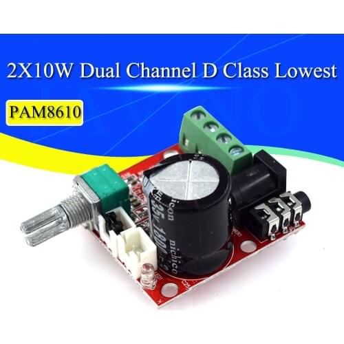 12V Mini Hi-Fi PAM8610 Audio Stereo Amplifier Board 2X10W Dual Channel D Class Lowest Price RED