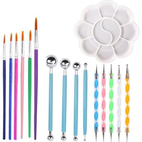 16 Pcs Set Rock Painting Mandala Tool Pottery Clay Tool Diy Painted Nail Art Painting Tool Combination Pottery Ceramics Tools