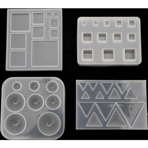 4pcs/set DIY Geometric Resin Silicone Mold All Size Square Round Triangle Shape Jewelry Tools Epoxy Resin Mold