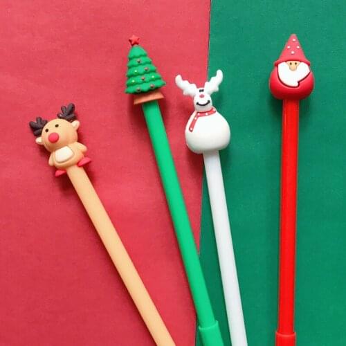4 pcs Merry Christmas gift gel pen for writing 0.5mm ballpoint Black color ink pens Santa Claus Tree Deer School supplies A6042