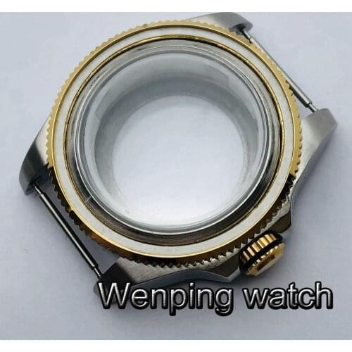 43mm silver gold case sapphire glass watch case fit NH35 36 ETA2836 Miyota8215 8205 821A DG2813 3804 Seagull1612 movement
