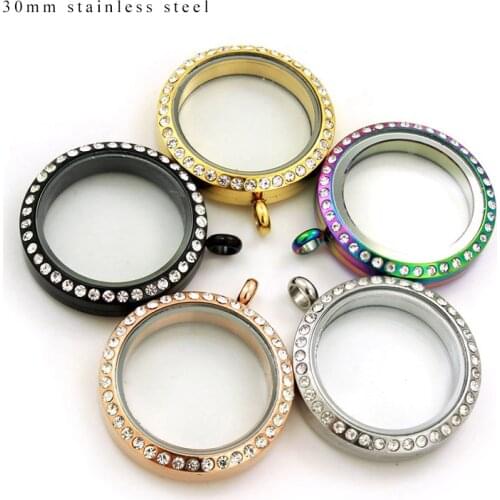 5pcs/lot 30mm Stainless Steel Good Quality DIY Glass Locket 30mm Rhinestone Twisted Pendant for Necklace
