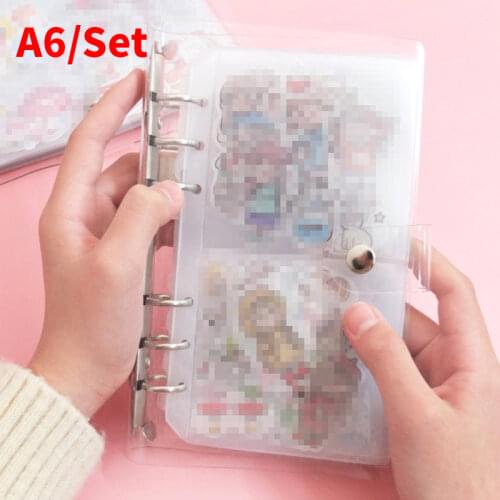 A6 Transparent Pvc Loose-Leaf Notebook Soft Binder Folder Cover & 7pcs A6 Pouch Standard 6 Holes Photo Filing Card Organizer
