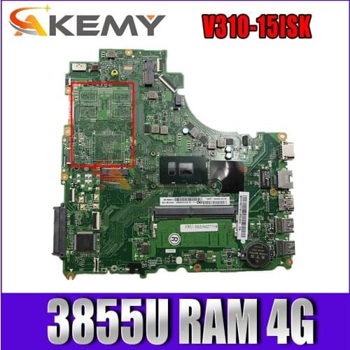 Akemy For Lenovo V310-15ISK V310-15IKB V510-15IKB laptop motherboard DA0LV6MB6F0 motherboard with CPU 3855U RAM 4G 100% test ok