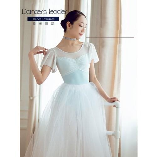 Ballet Leotard for women practice clothes short-sleeved net gauze gymnastics tights adult professional yoga clothing