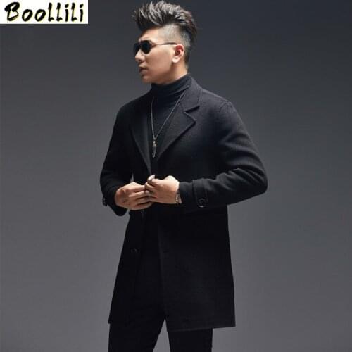 Boollili 100% Wool Coat Men Autumn Double-sided Long Jacket Men Korean Mens Overcoat Peacoat Jackets Erkek Mont