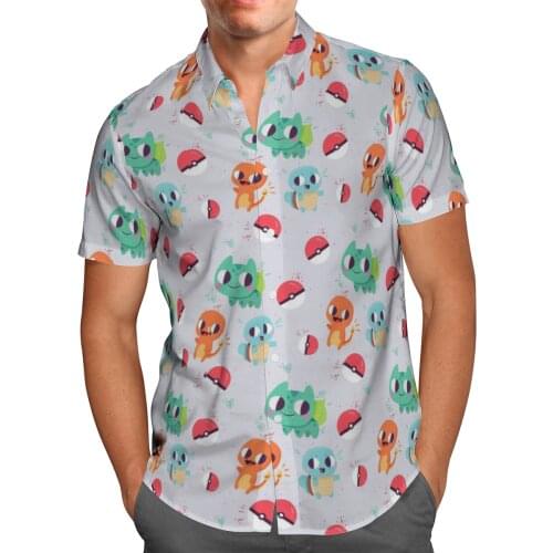 Color Anime 3D Beach Hawaiian 2021 Summer Men Shirt Short Sleeve Shirt Streetwear Oversized 5XL Camisa Social Chemise Homme-132