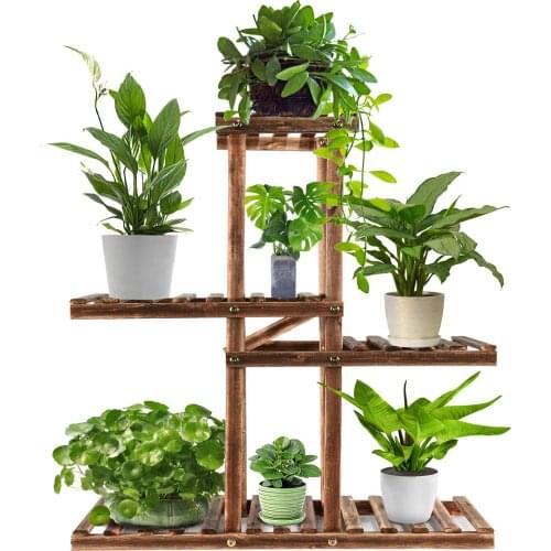 Wood Plant Stand Indoor Outdoor,Plant Shelf Garden Shelf,Plant Shelves Holder Stand Display Higher Lower Wooden Flower Stands