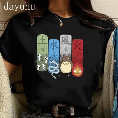 Totoro Studio Ghibli Harajuku Kawaii T Shirt Women Ullzang Sprited Away Tshirt Funny Cartoon T-shirt Cute Anime Top Tee Female